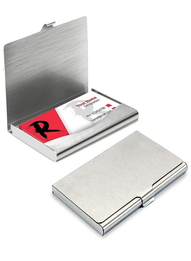 DAHSHA Men's & Women's Stainless Steel Pocket ATM Visiting Credit Card Business Card Case Holder (Silver-5.8 x 0.7 x 9.2) - Image 1